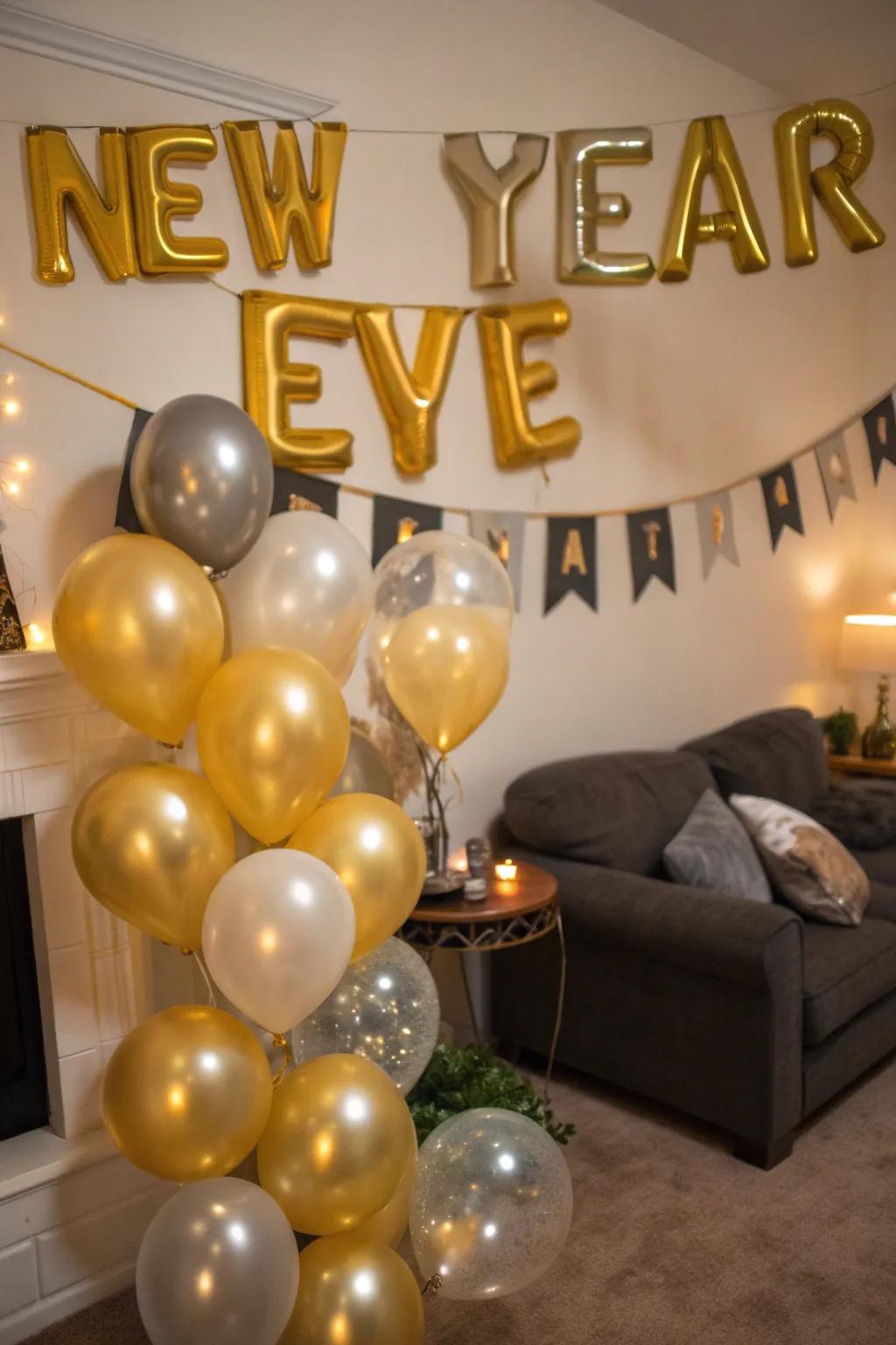 Balloon creations bring a hint of enchantment to your New Year's festivity.