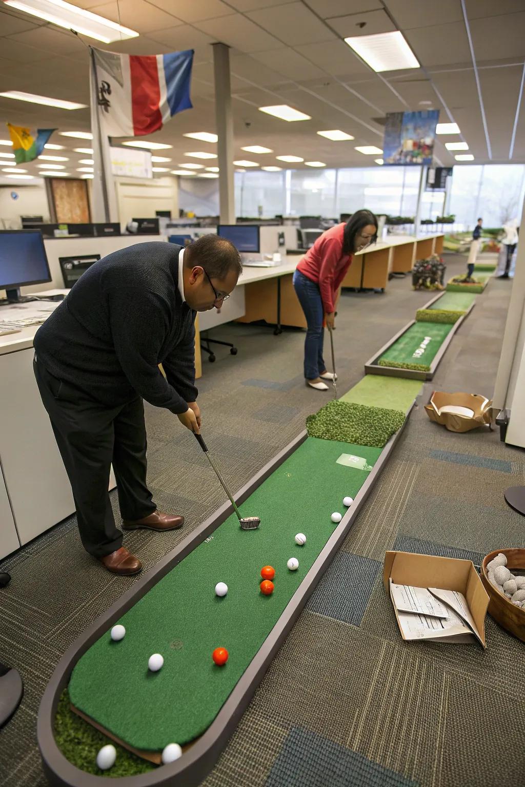 Cubicles are now game elements with everyday items as obstacles.