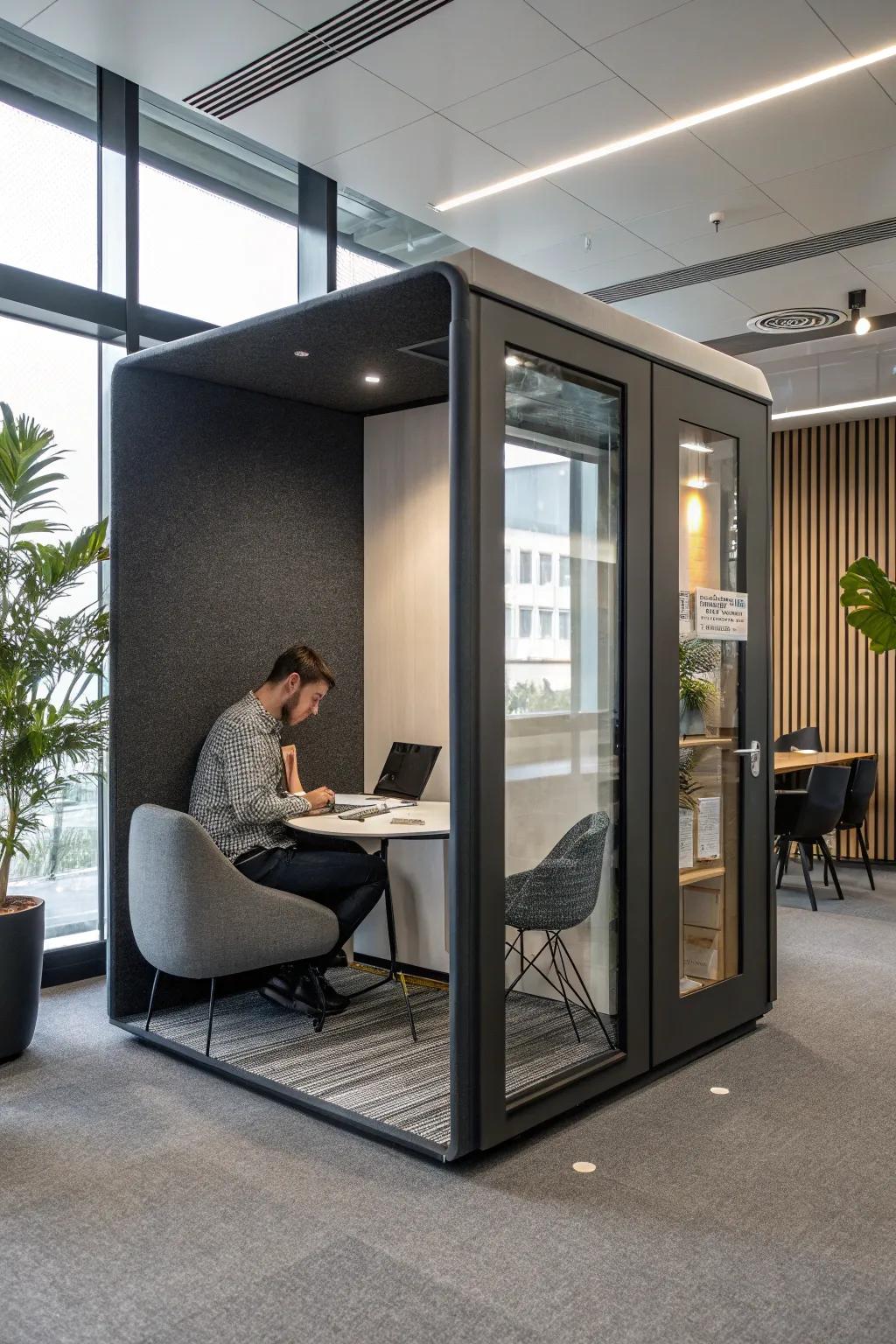 Silence cubes create a quiet getaway ideal for concentration.