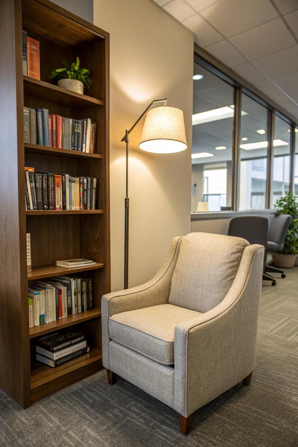 A tranquil reading nook perfect for unwinding with a good book.