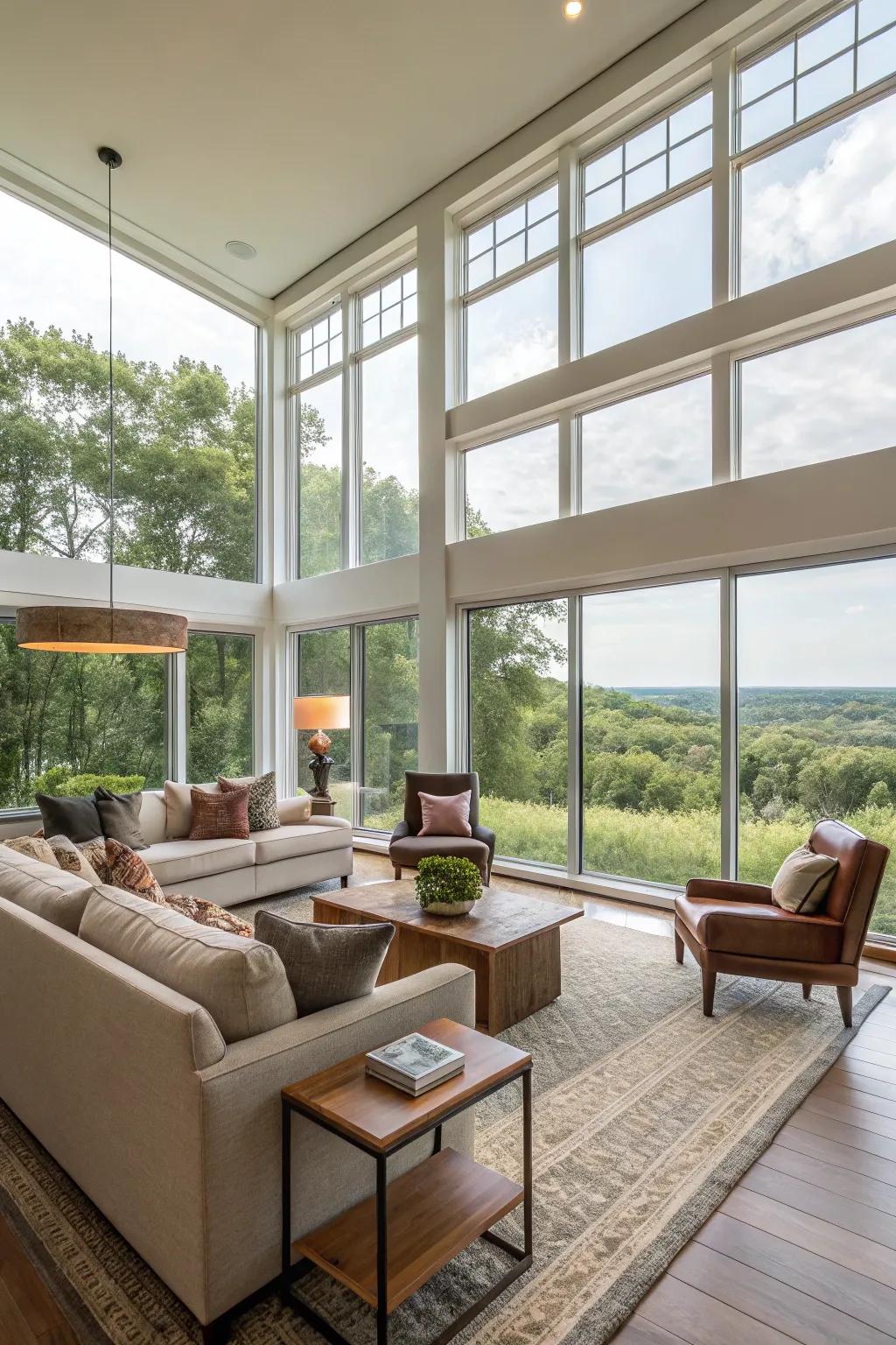 Natural light maximizes the open, warm feel of the living space.