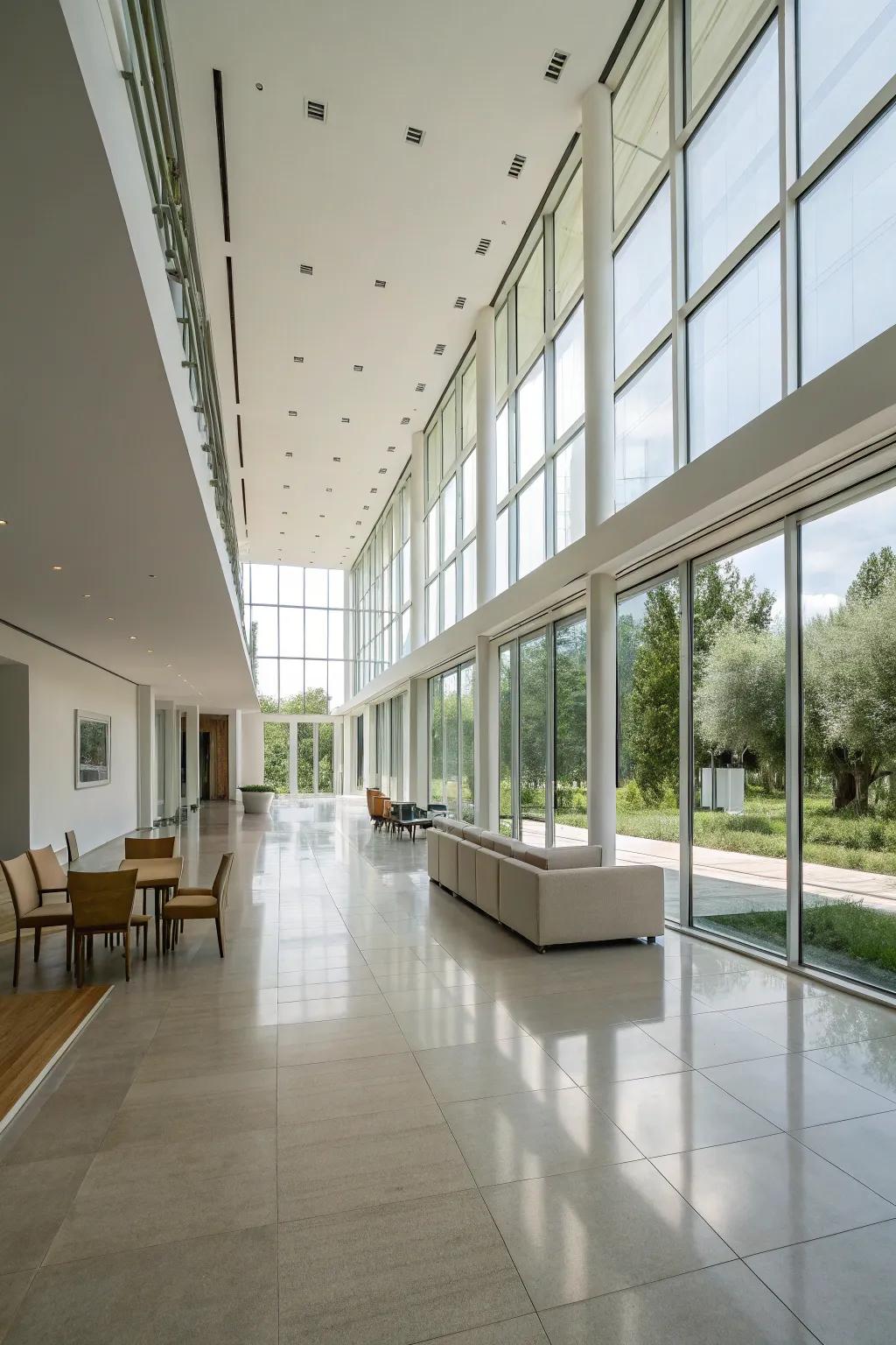 A simple open floor plan featuring generous space for movement and interaction.