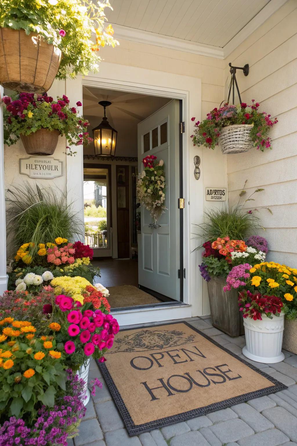 An inviting entrance crafts the perfect atmosphere for an open house.