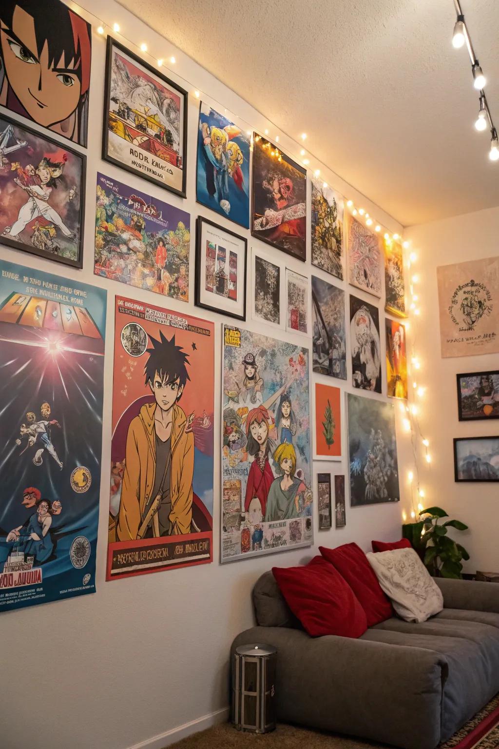 Design an anime art gallery on your walls, providing daily inspiration and joy.