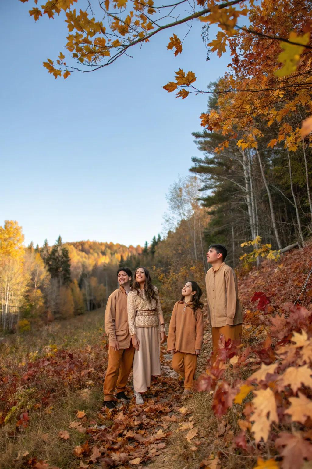 Earthy tones seamlessly integrate with the autumn landscape.