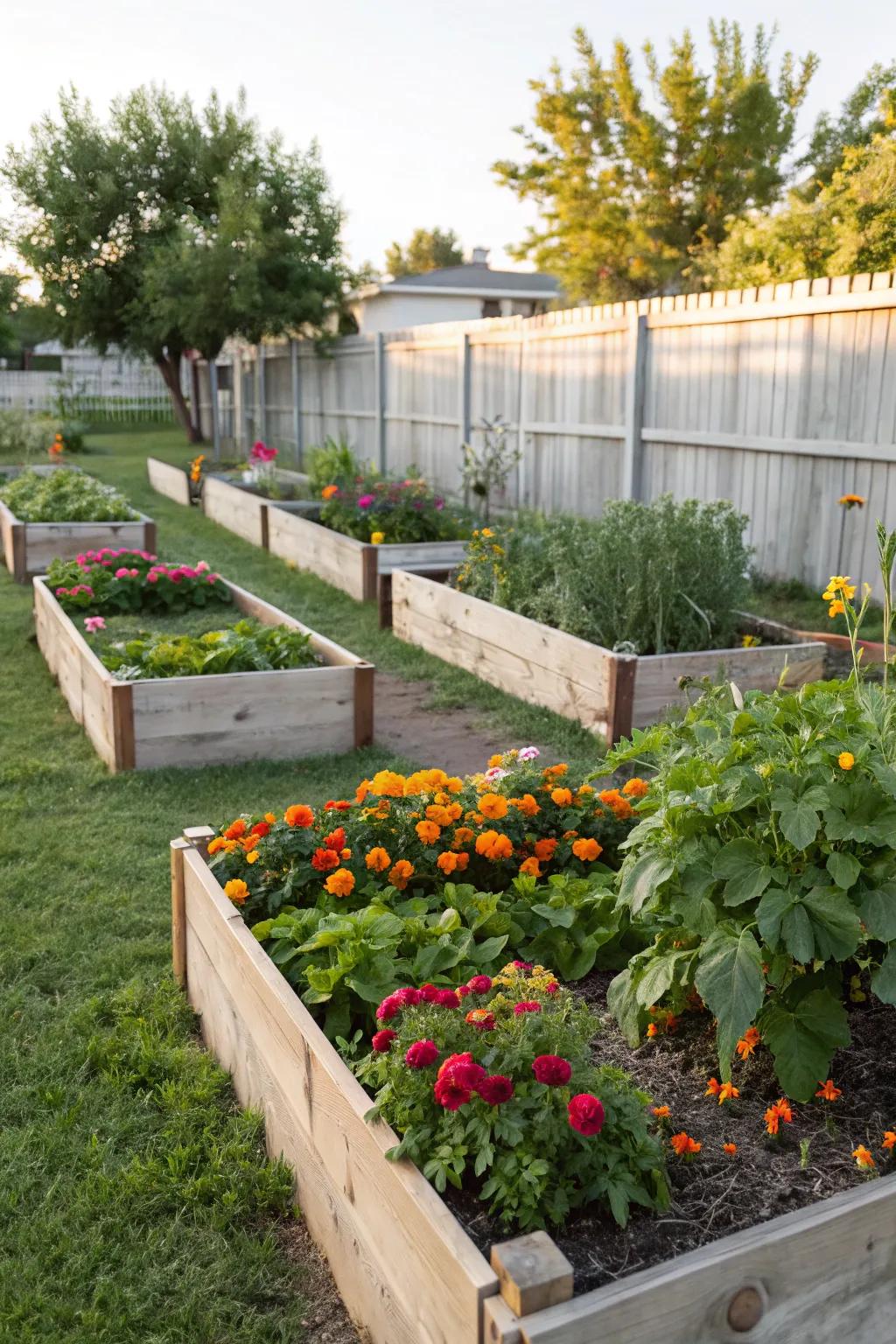 Elevated flowerbeds contribute structure and simplicity to your gardening endeavors.