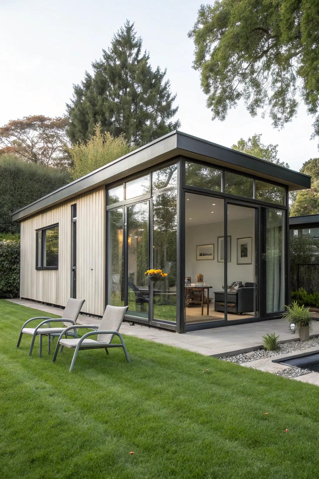 A chic outbuilding blends style and function for your outdoor sanctuary.