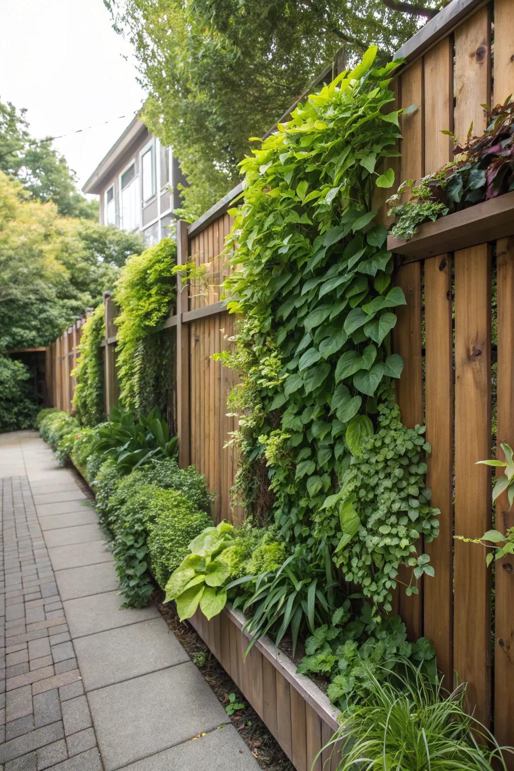 A vertical garden seamlessly connects nature with your living environment.