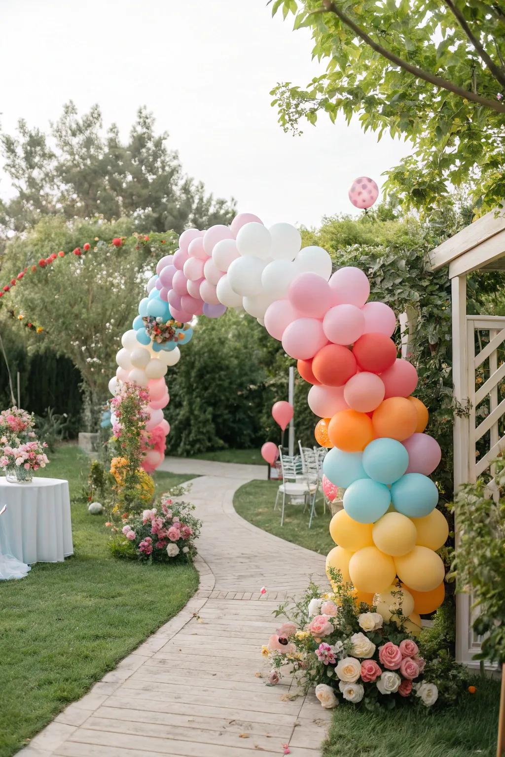 Brilliant balloon decorations setting a joyous tone for the baby shower.