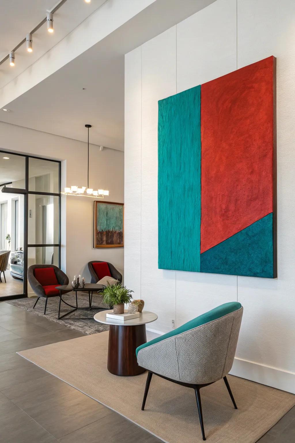 Vivid color contrasts create an unmissable focal point.