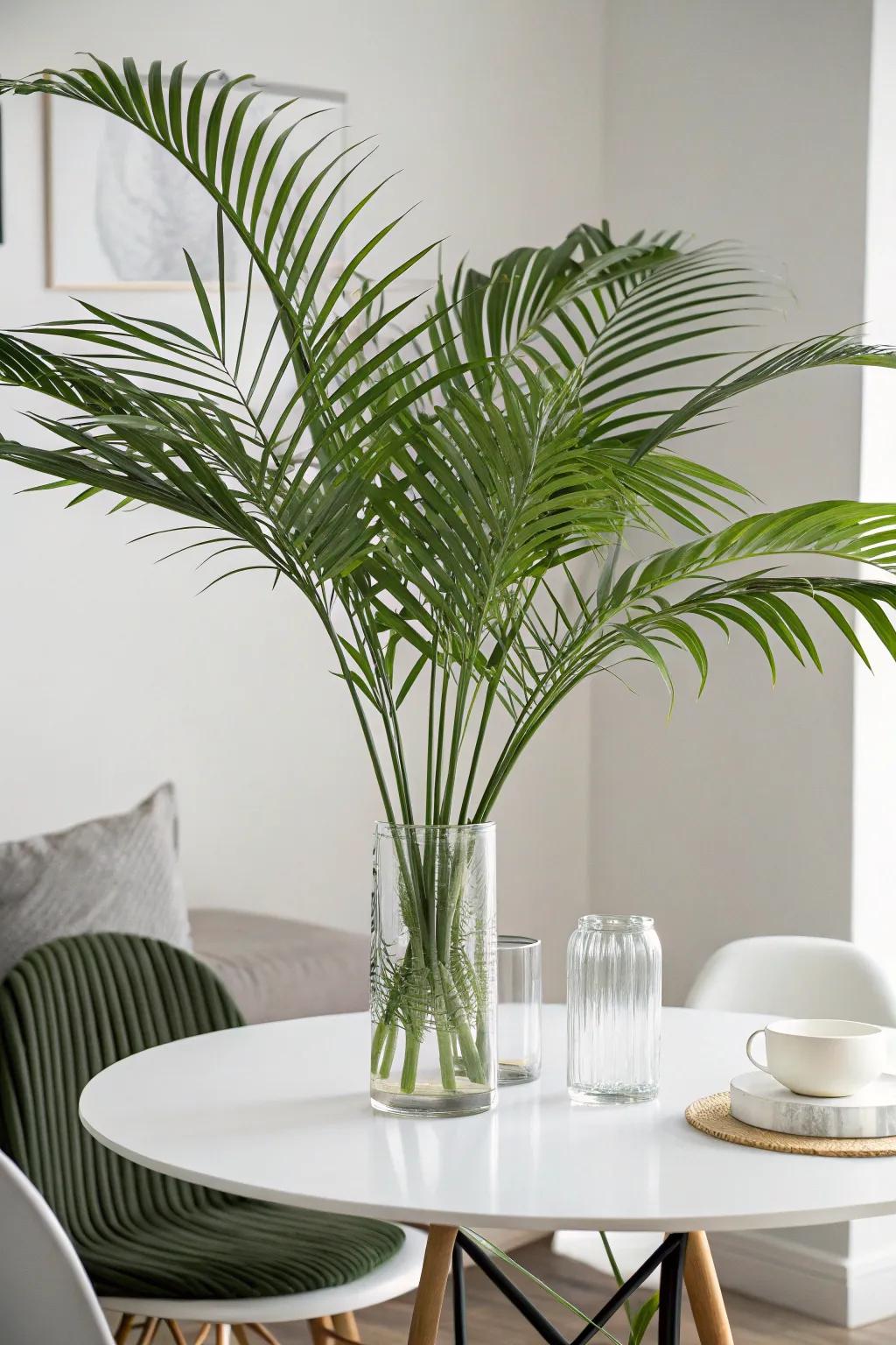 Elevated leafy fronds craft a captivating and sophisticated centerpiece.