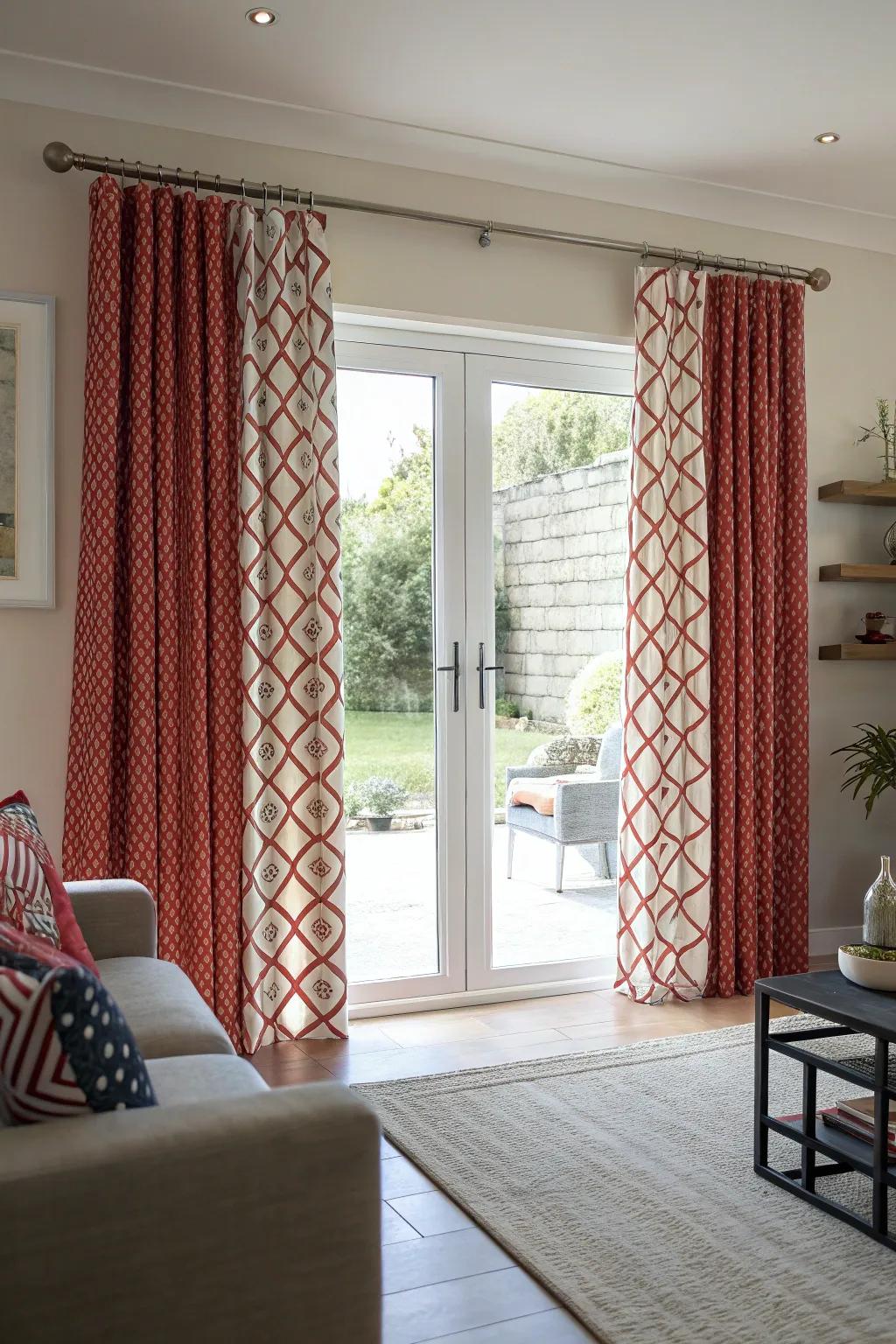 Bold patterns can turn patio doors into a captivating focal point.