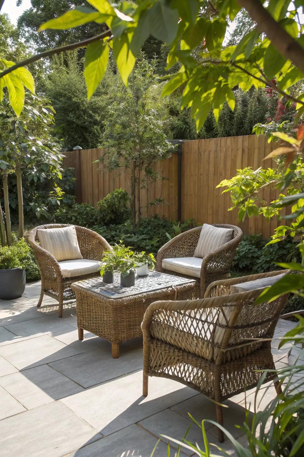 Retro rattan adds a nostalgic yet fresh vibe to your patio.