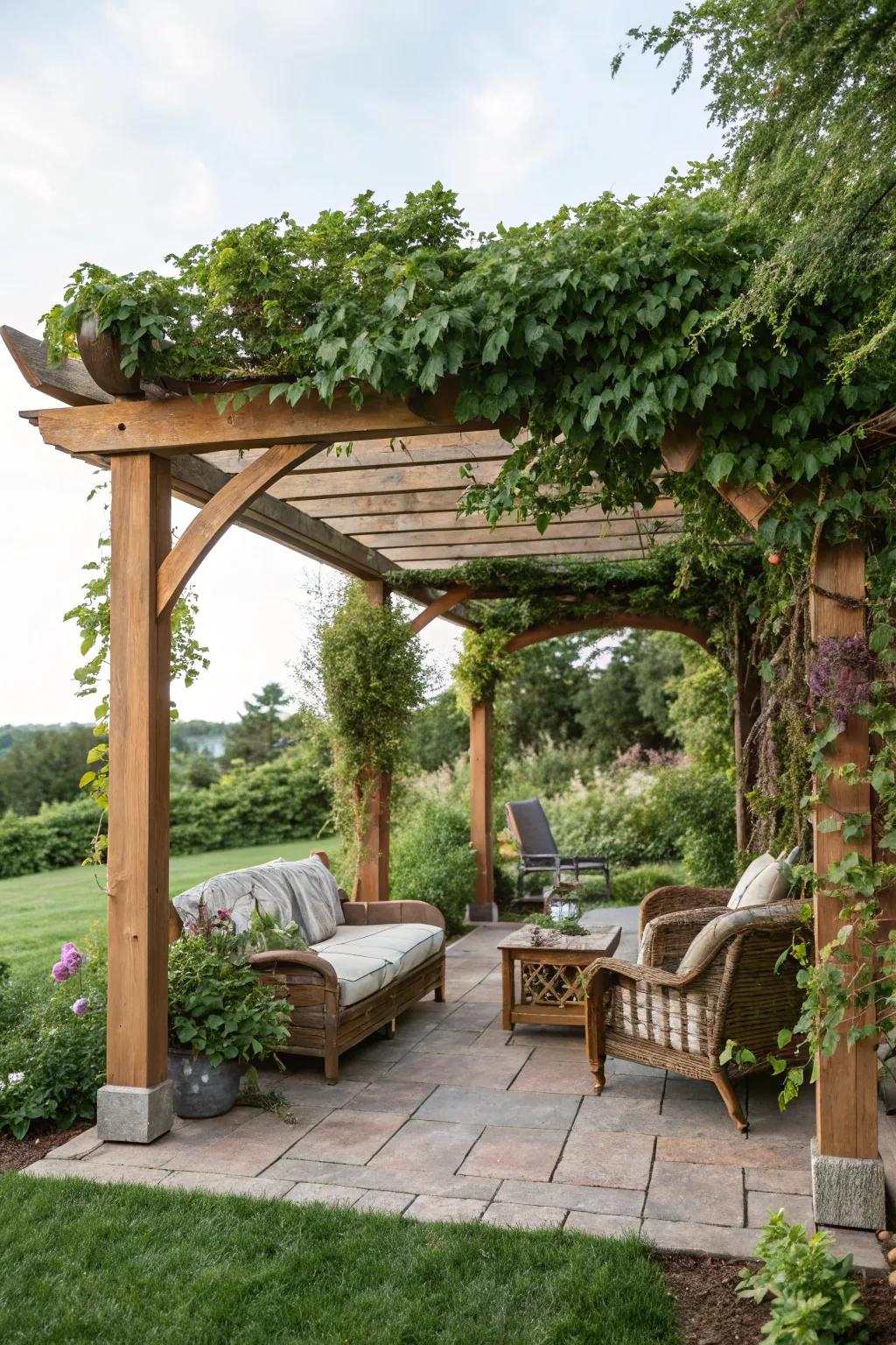 A classic pergola provides an ideal mix of shade and sunlight.