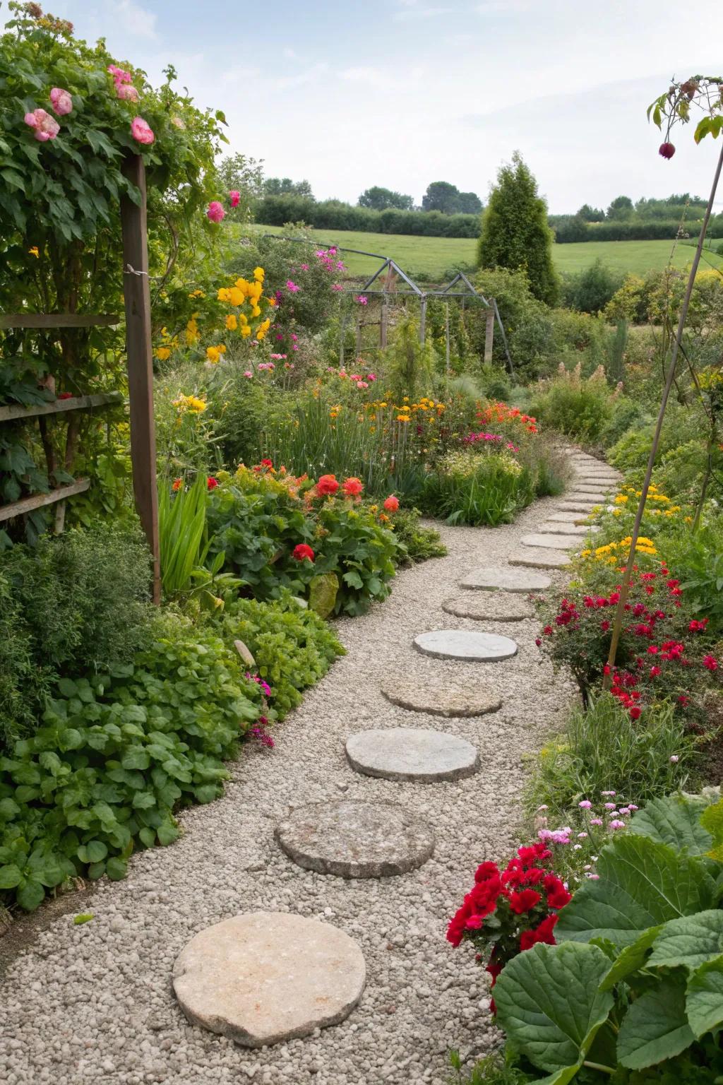 A lawn pathway that inspires leisure and discovery.