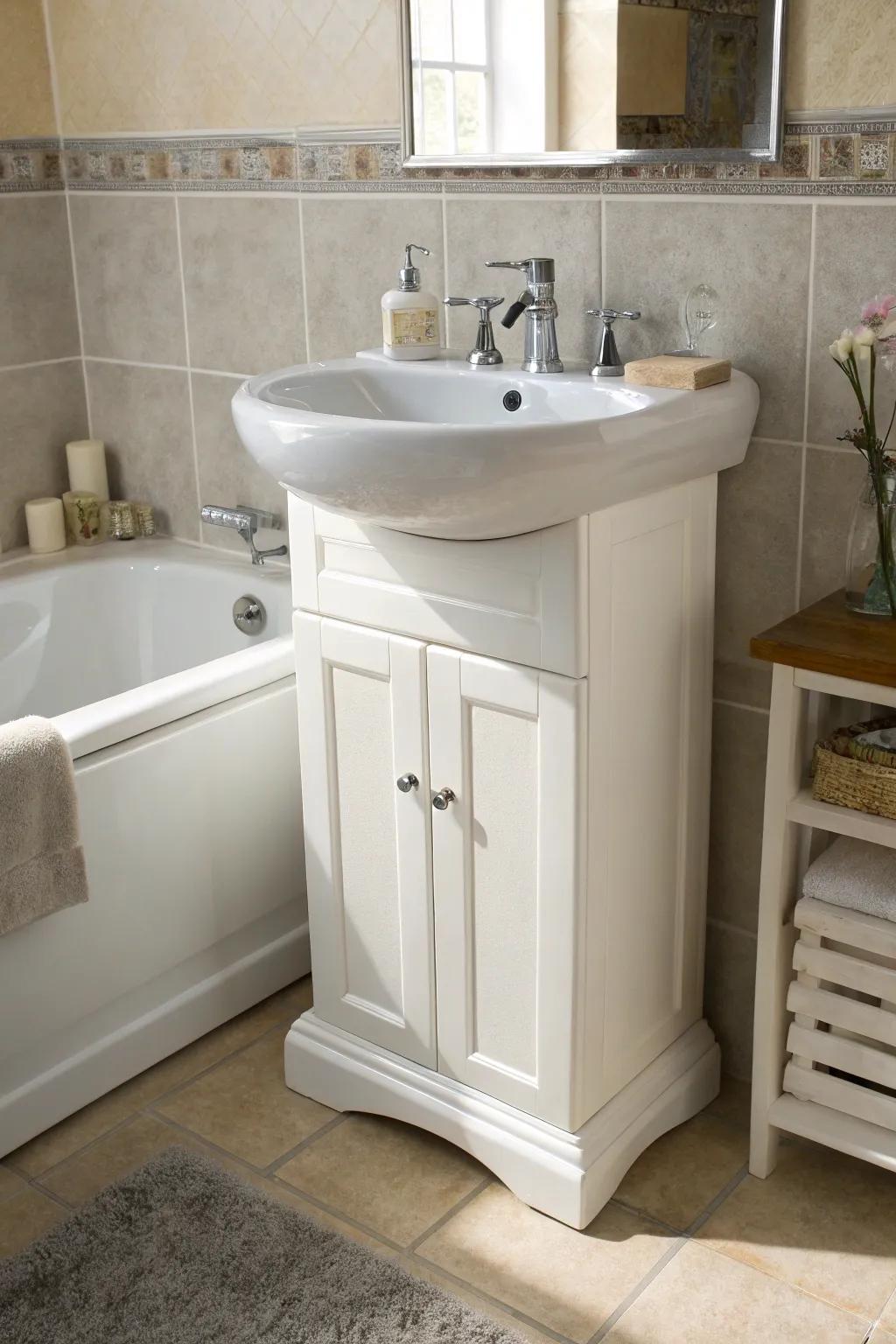 Elegant under-sink storage providing a neat solution.