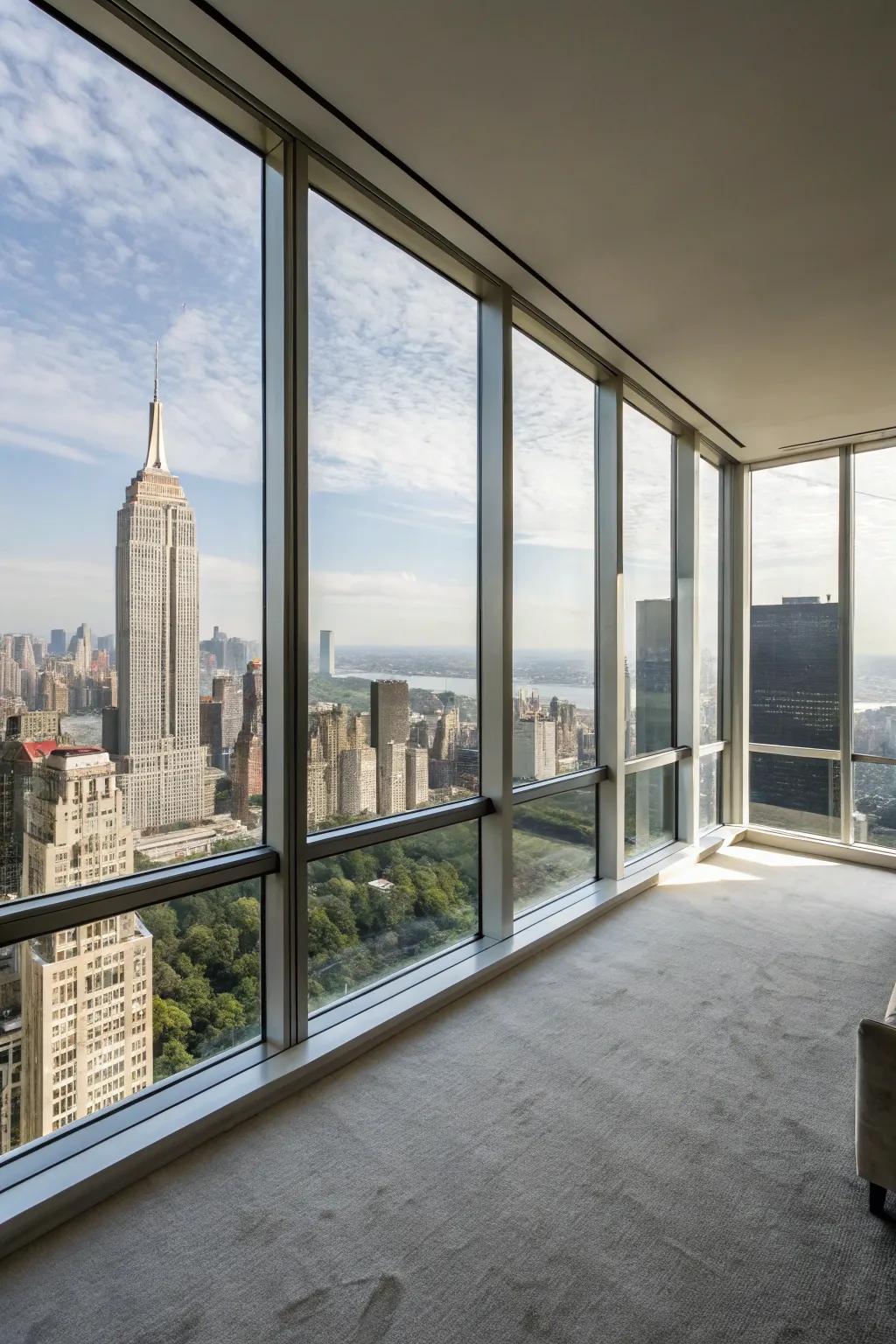 Amplify natural light with tall, grand windows.