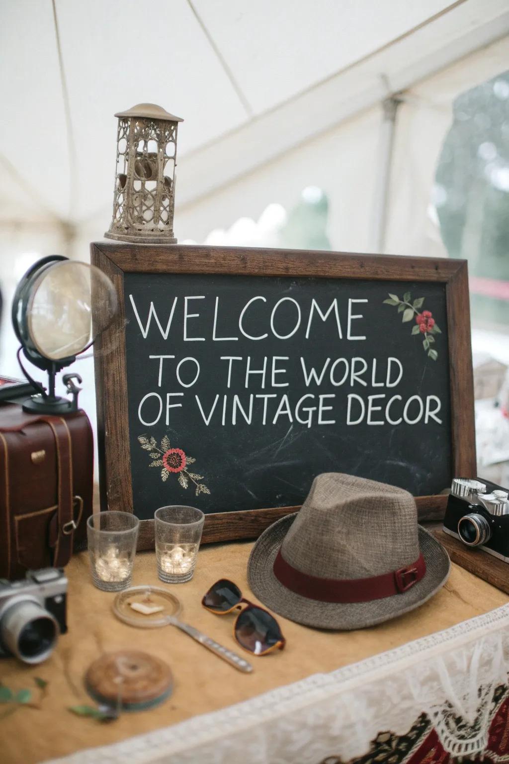 Utilize a chalkboard marker to customize your photo booth arrangement.