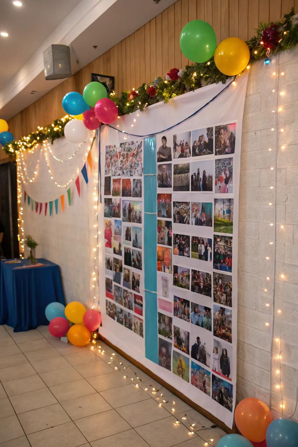 An oversized photo assembly serves as a striking focal point for any celebration.