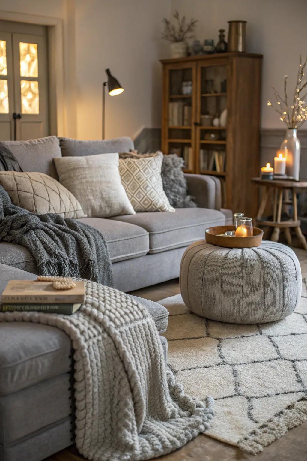 Using a range of grey shades for a sophisticated atmosphere.