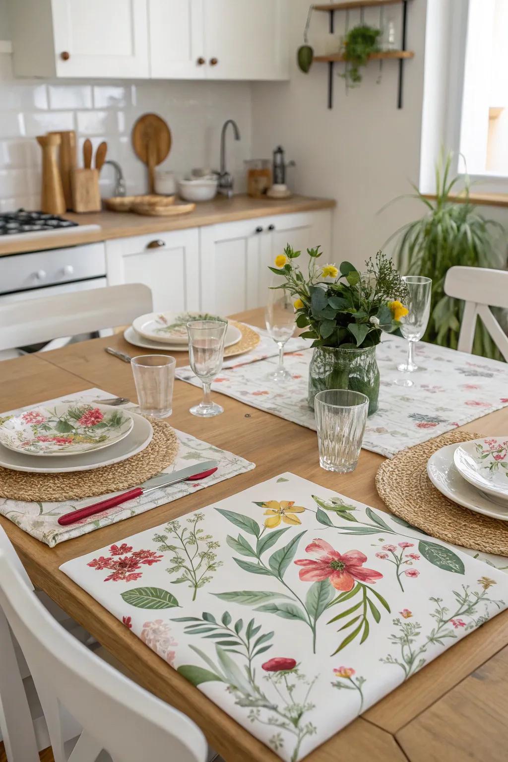 Nature-inspired placemats give your dining table a revitalizing, flourishing ambiance.