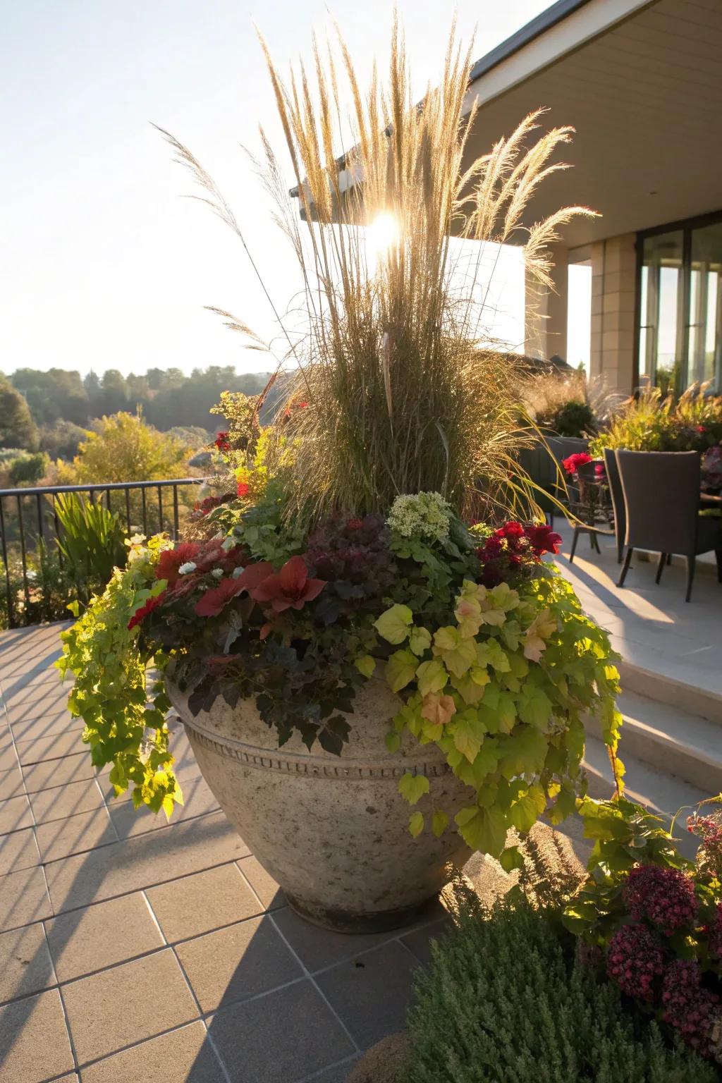 Achieve dimension using layered plant arrangements.