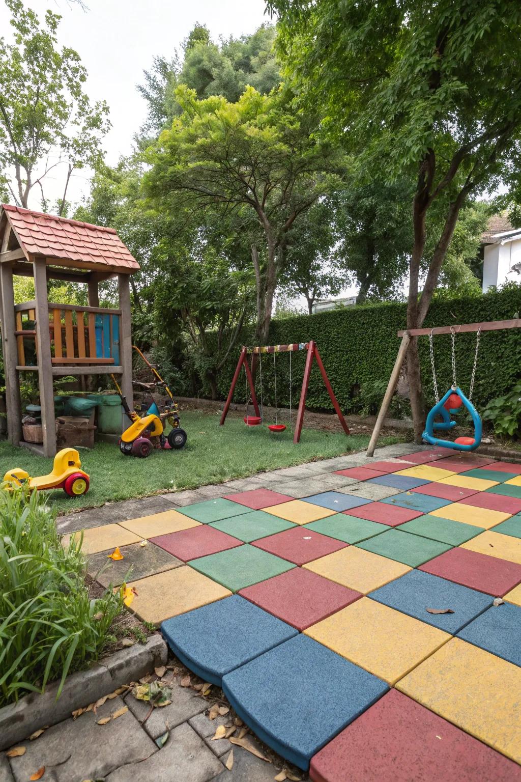 Play tiles provide protection and a burst of color to your playground.