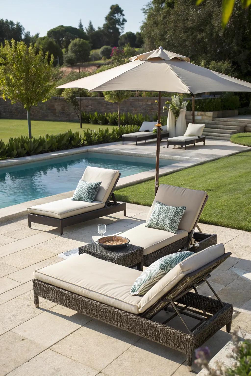 Kick back in style with adjustable chairs for your pool area.