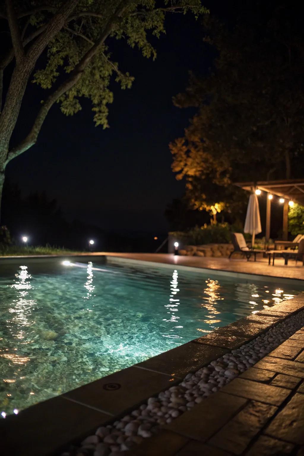 Underwater lighting imparts an ethereal radiance to your pool.