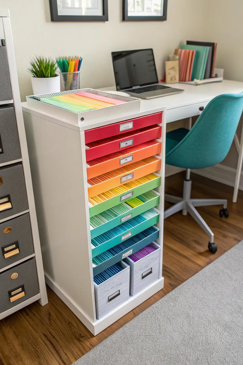 Multi-drawer unit to keep your paper organized by type and color.