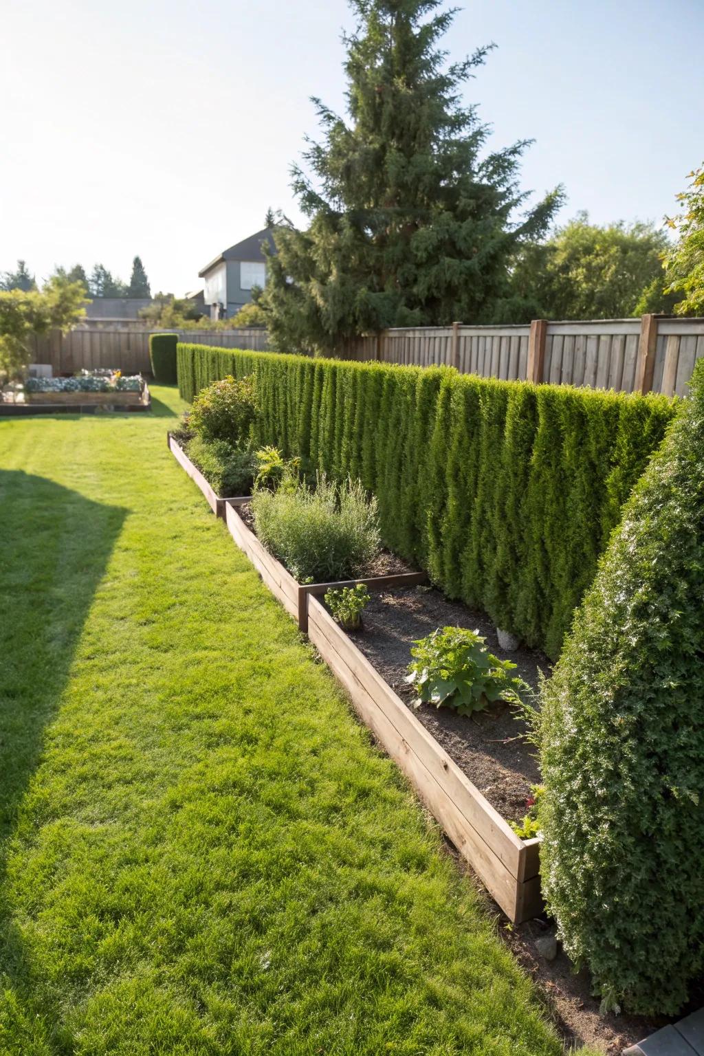 A precisely pruned hedge functioning as a natural property boundary.