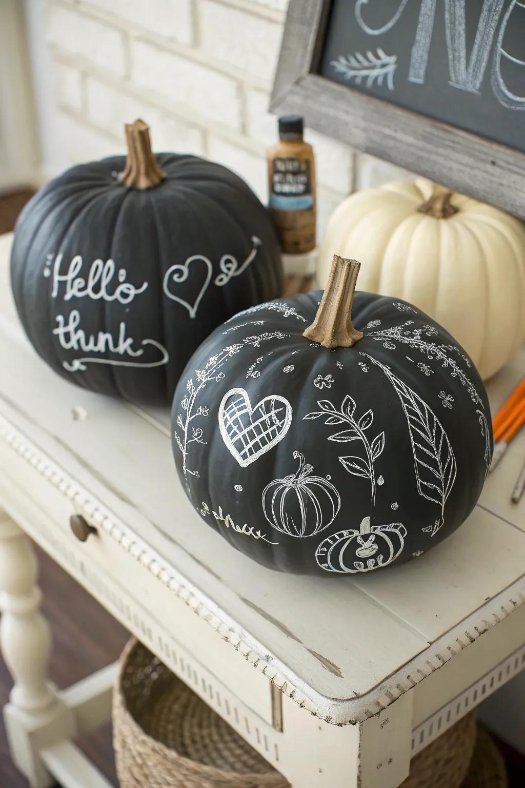 Chalkboard pumpkins provide countless design possibilities.