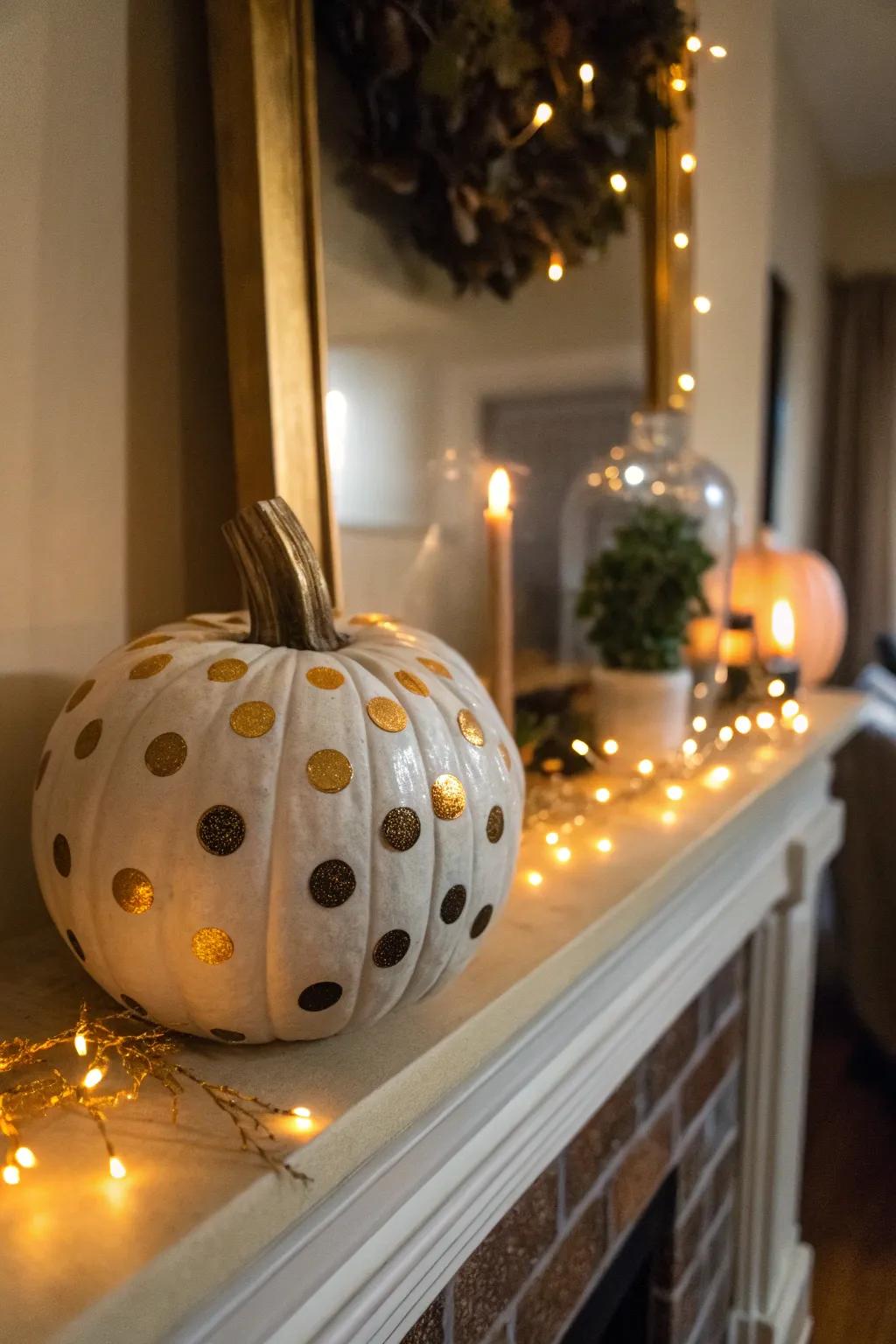 Metallic dots impart a hint of sophistication to your pumpkin decorations.