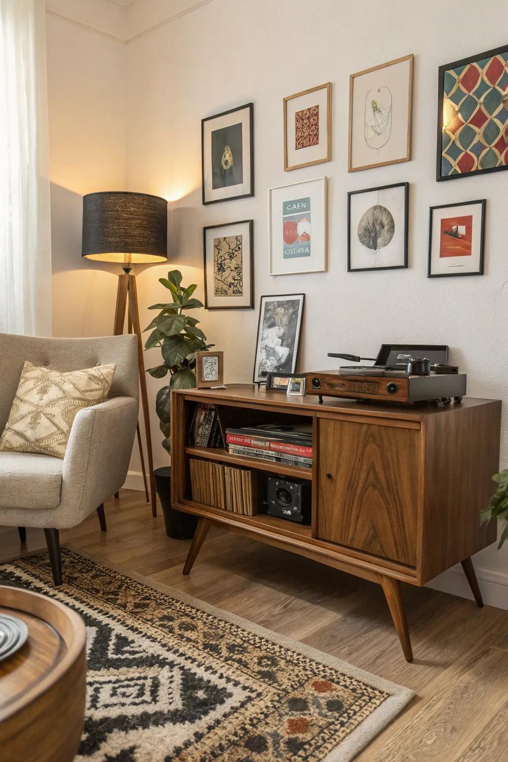 Classic modern record player set with old-time charm.