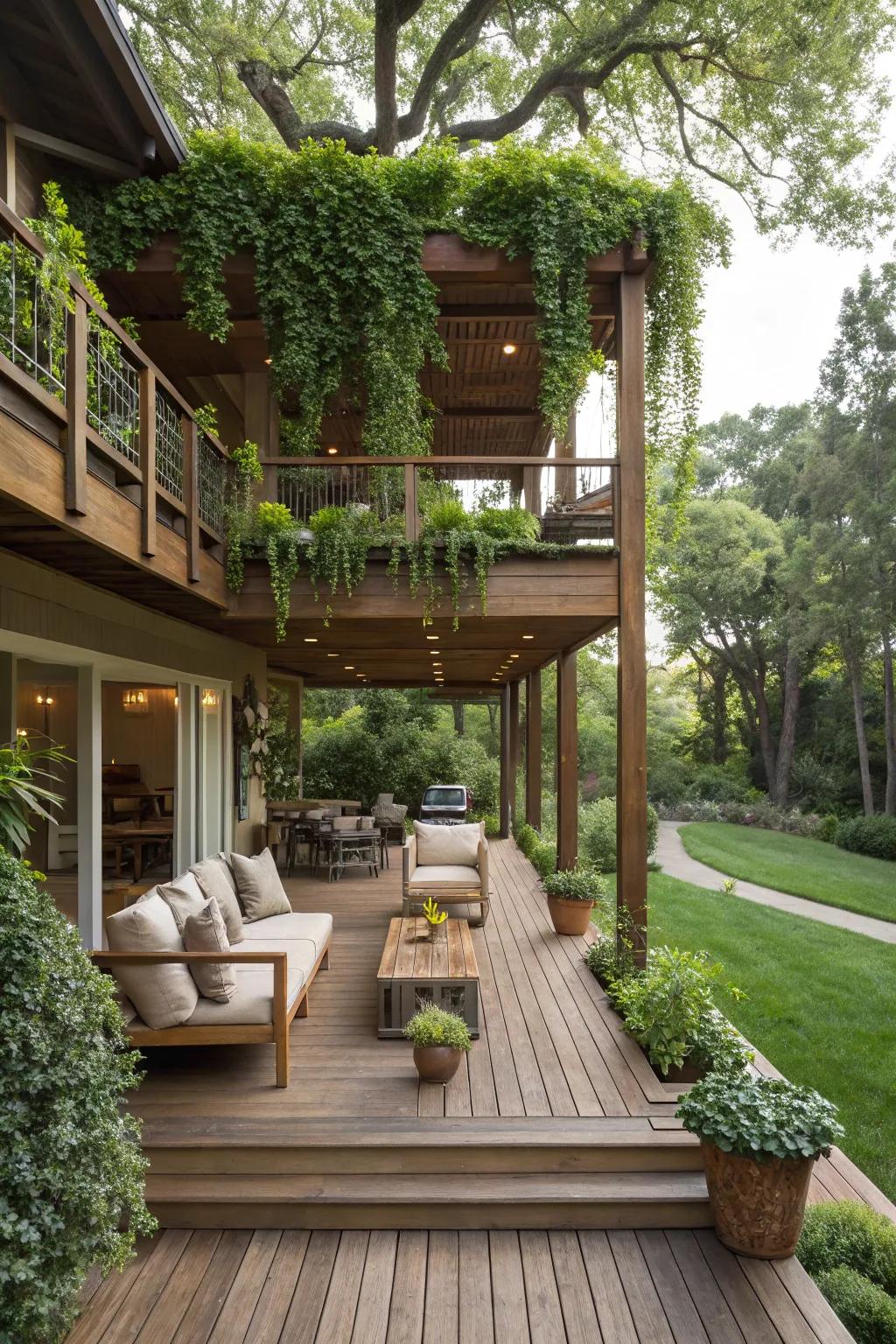 Bring layers to your rectangular deck with a multi-level design.
