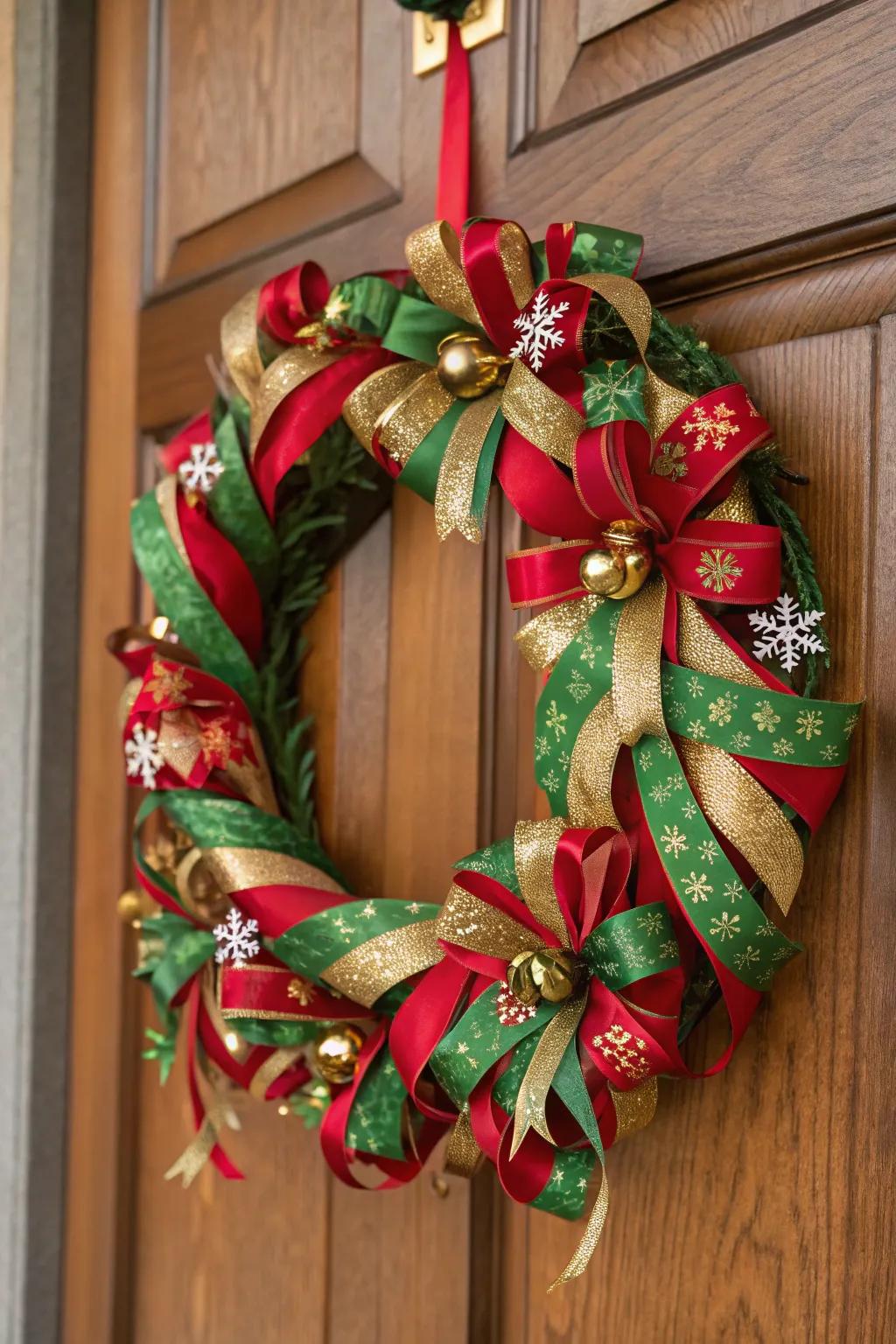 A cheerful Christmas wreath sure to brighten any entryway.
