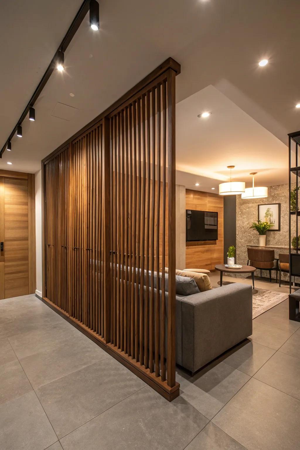 Slat walls introduce a contemporary and inviting ambiance to any basement setting.