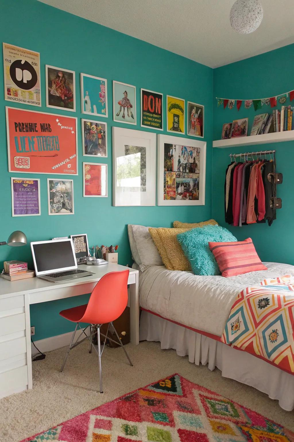A striking accent wall has the power to transform any teen room into a lively retreat.