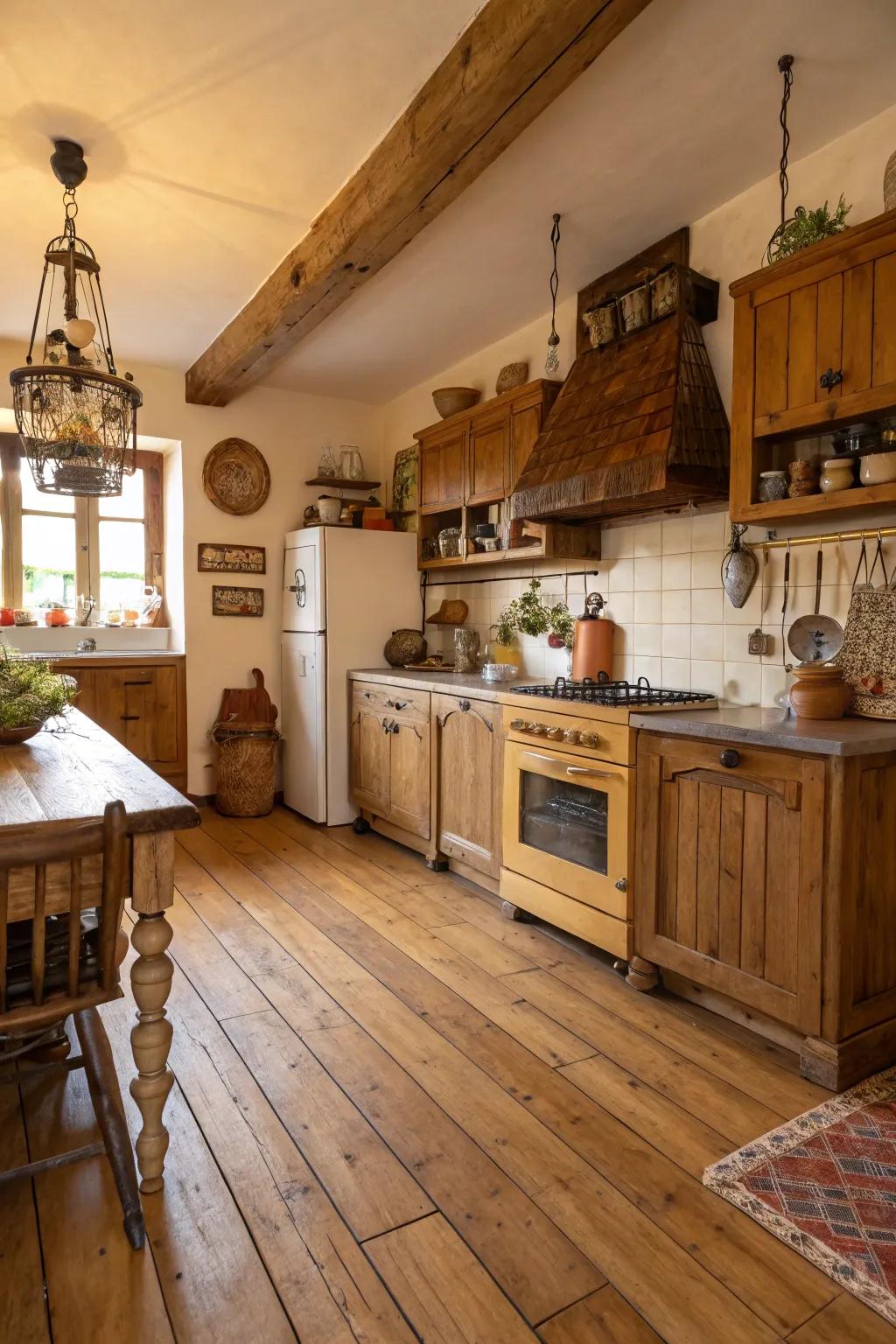 Broad wooden boards bring coziness and charm to any kitchen.