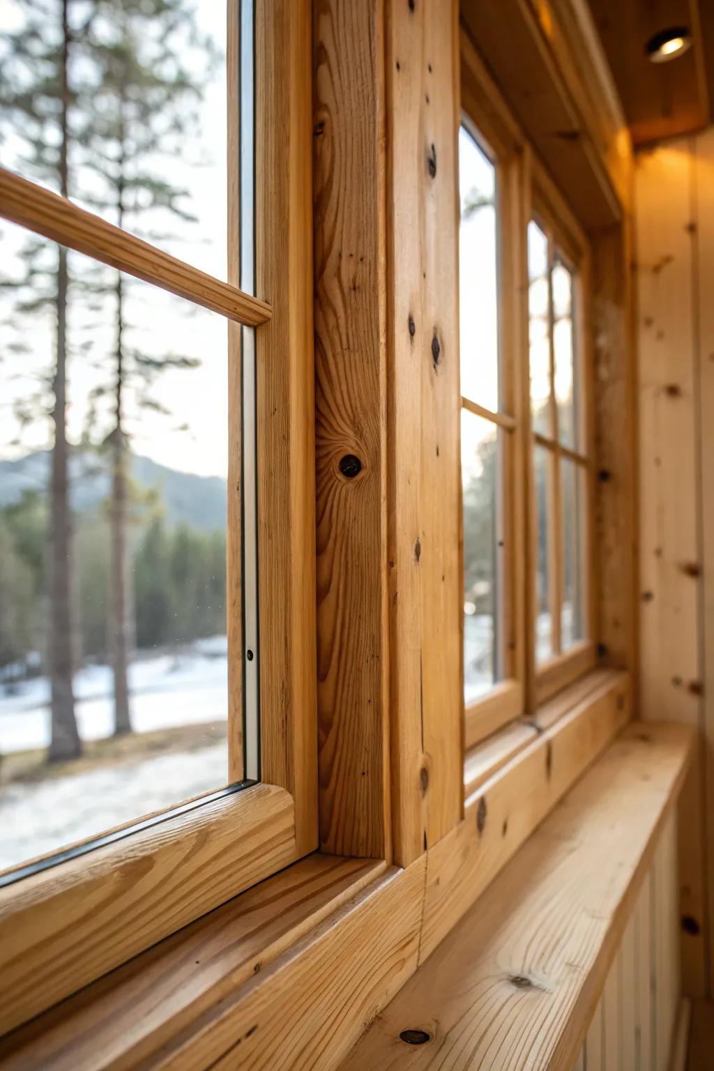 Unprocessed fir wood grain imparts persona and warmth.