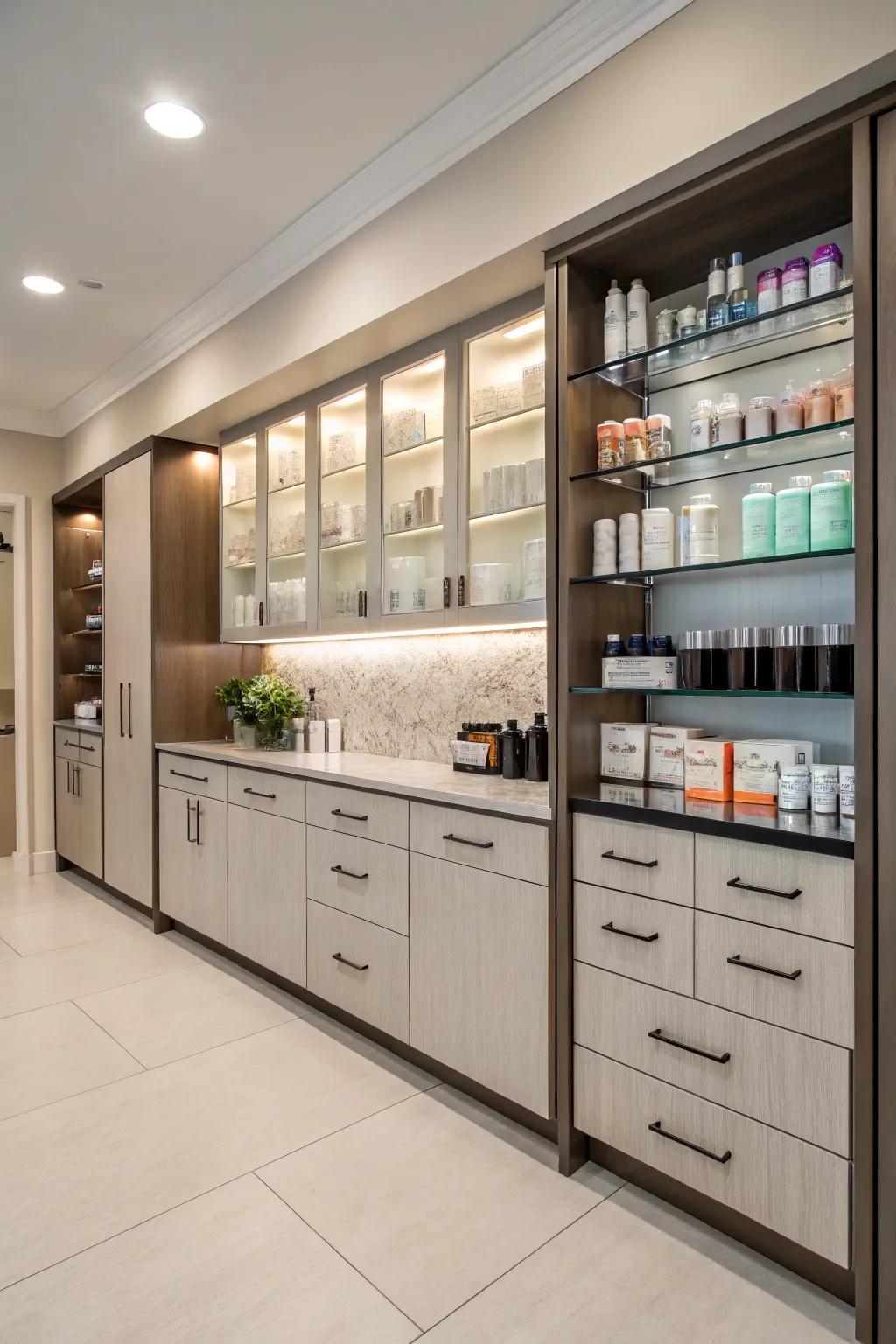 Well-planned storage alternatives ensure your salon's break room remains neat and productive.