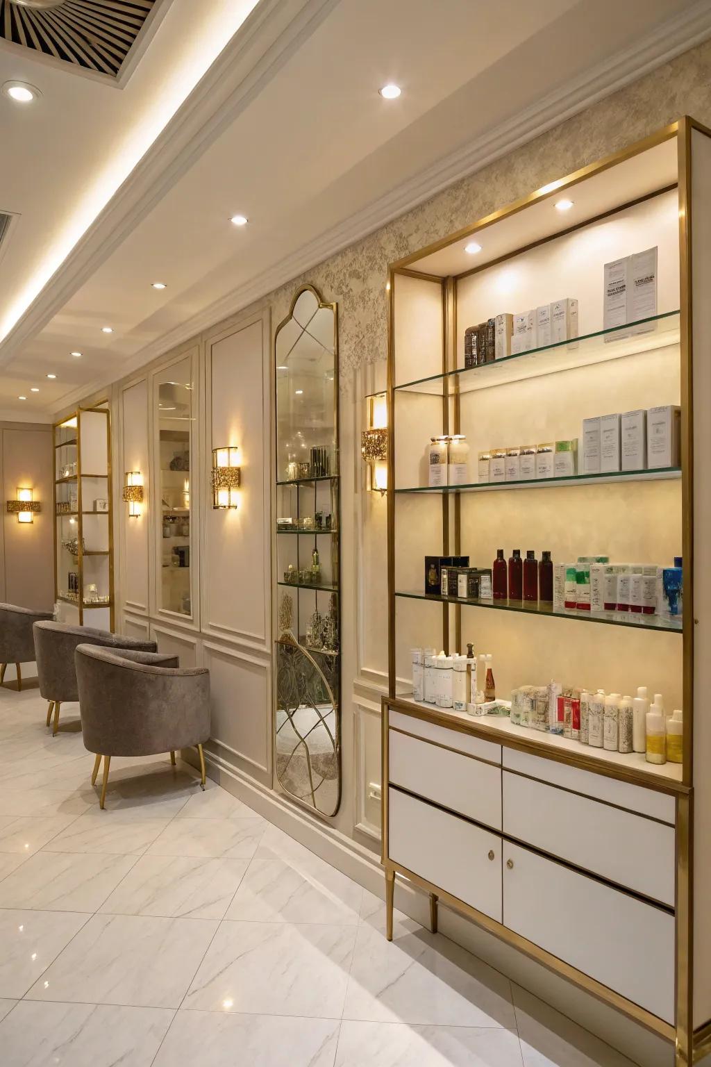 Amplify your area through wall shelving.