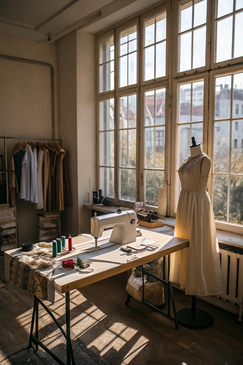 The availability of natural light significantly improves the usability and aesthetic appeal of your sewing room.