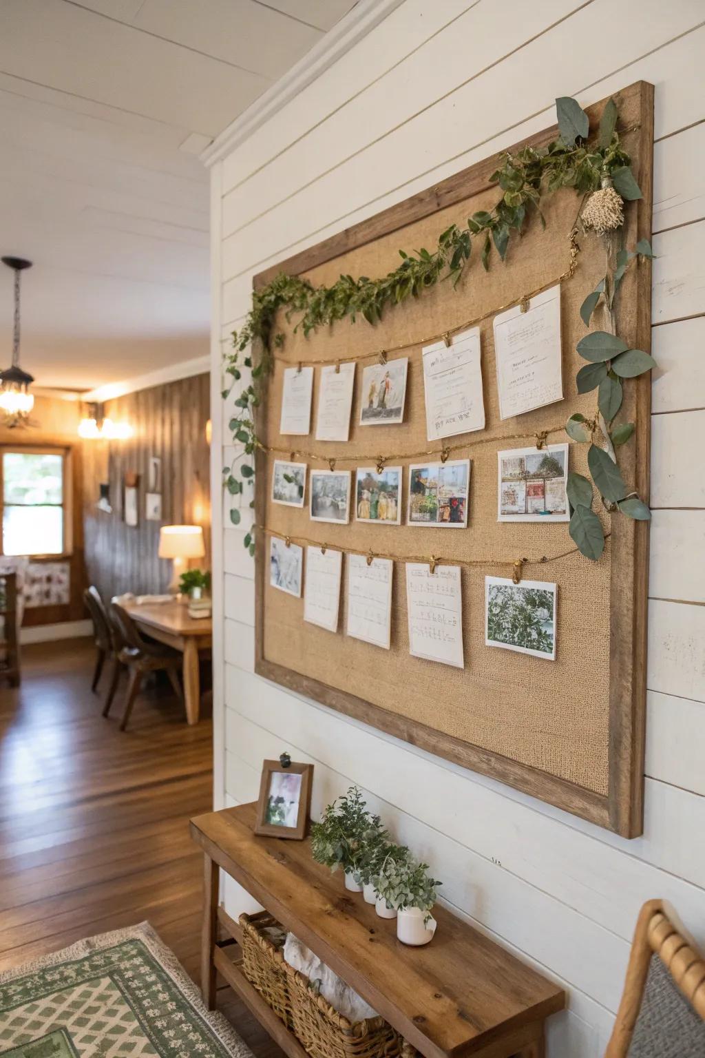 Encapsulate the quintessential countryside allure with this rustic paneled pinboard.