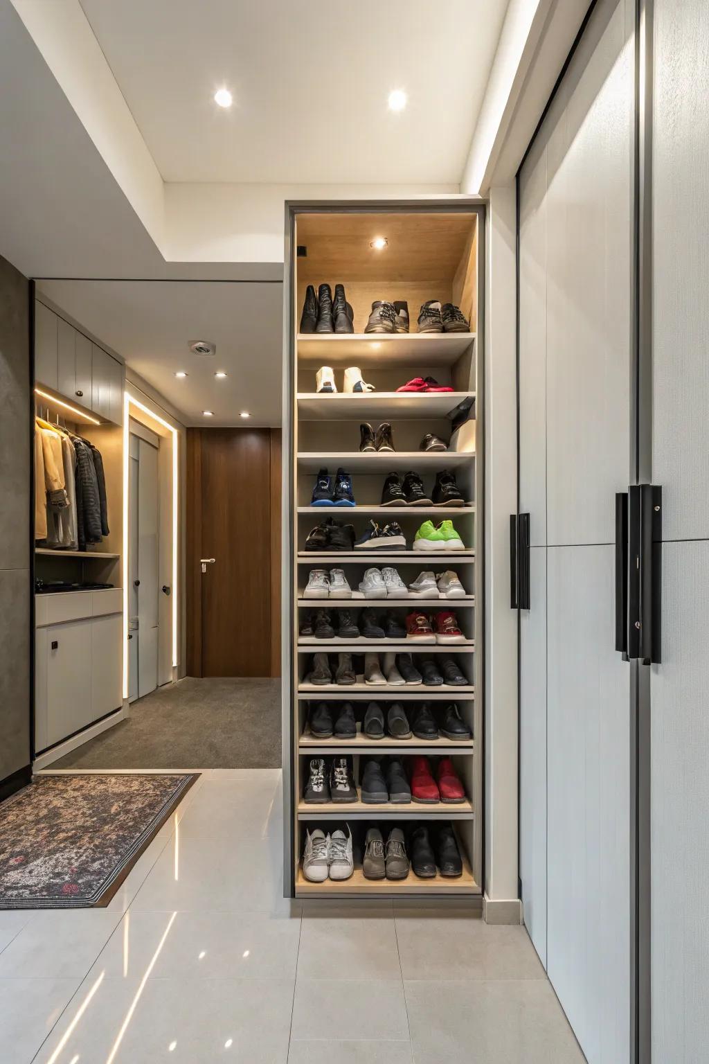 Simple open shelving ensures your shoes are displayed neatly and easily accessible.