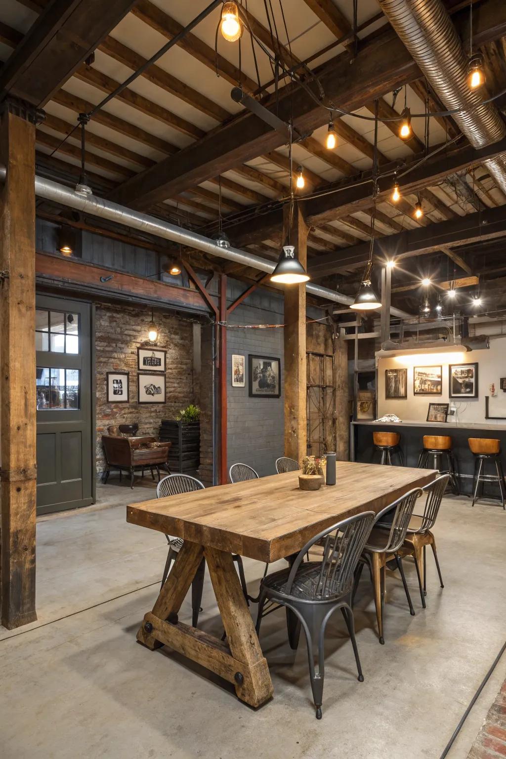 Industrial touches give your space a tough, unrefined charm.