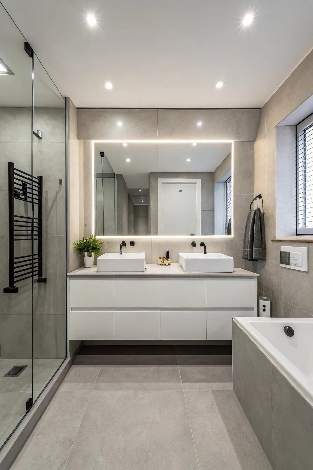 A minimalist bathroom showcasing simplicity and elegance.