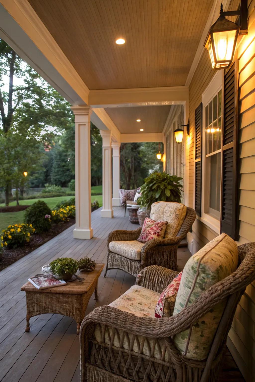 A delightful nook designed for ultimate relaxation on your side porch.