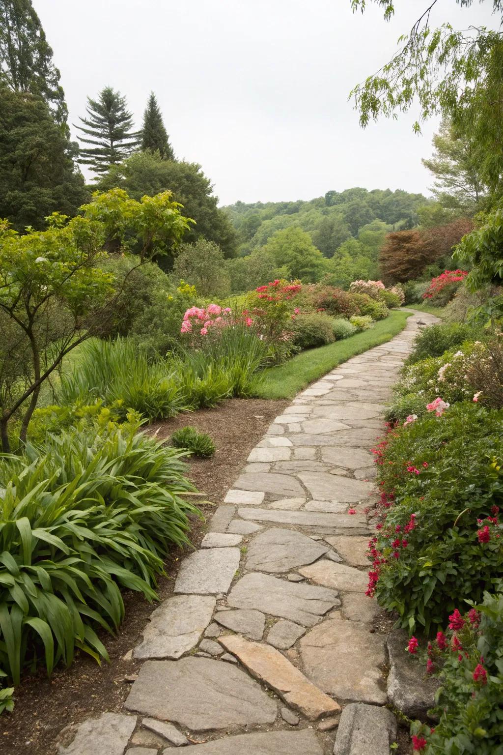 Rock borders add structure and elegance to garden spaces.