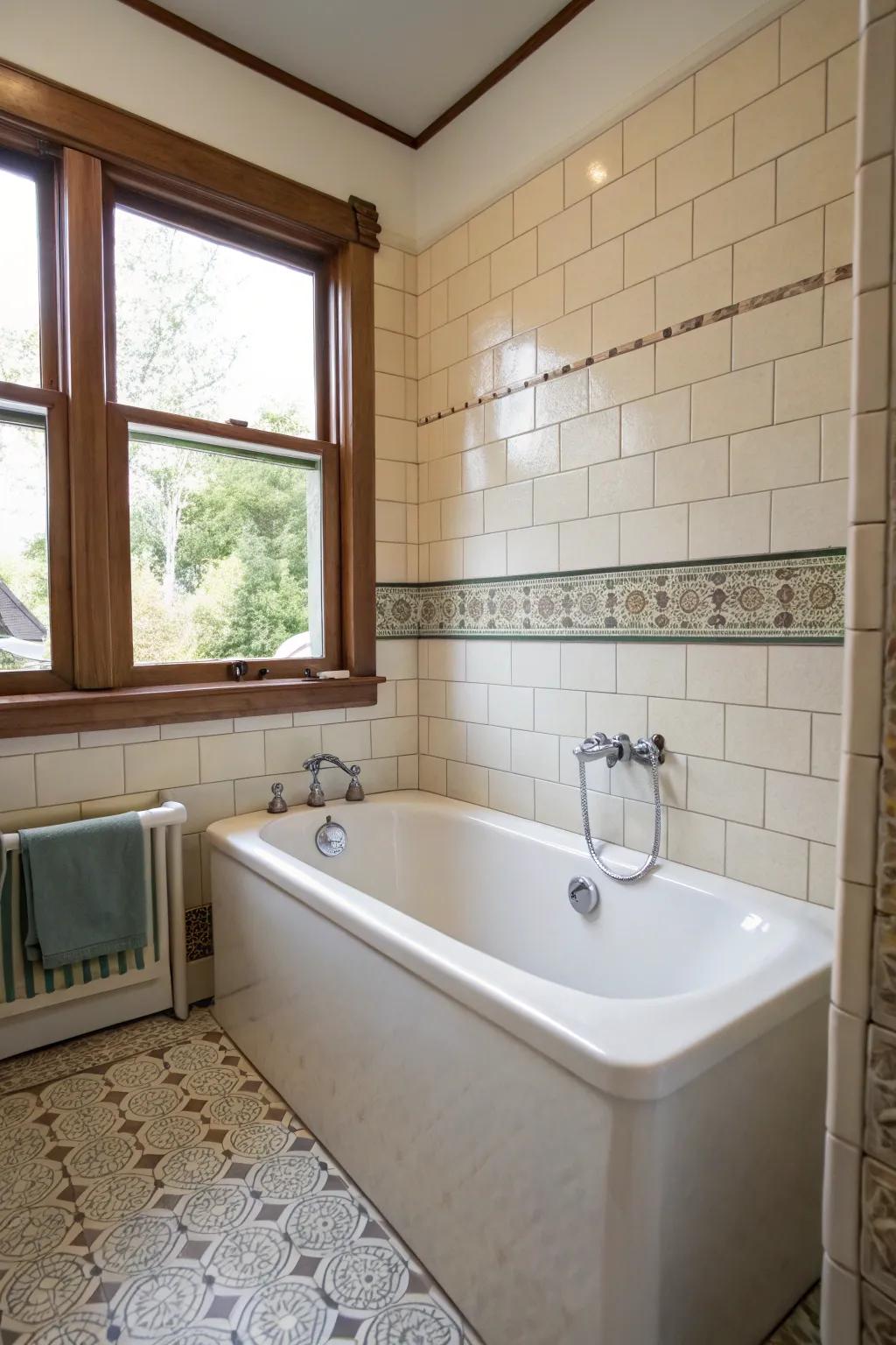 A small bathroom featuring a compact soaking tub, perfect for space-saving.